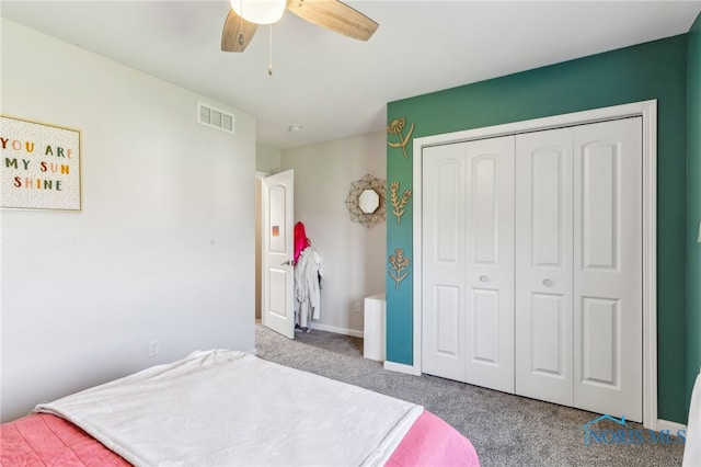1209 Apache Dr, Wauseon, OH 43567 - carpeted bedroom featuring a closet and ceiling fan