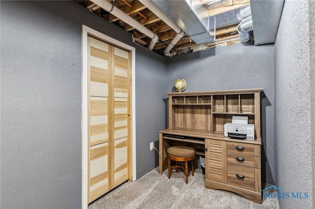 1209 Apache Dr, Wauseon, OH 43567 - home office featuring a textured wall and light carpet