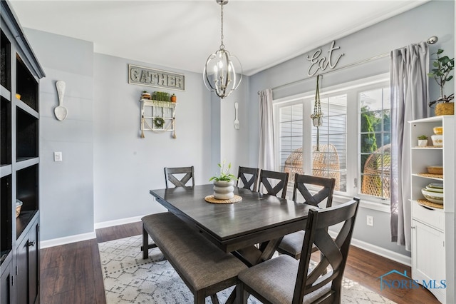 1209 Apache Dr, Wauseon, OH 43567 - dining space with a chandelier and dark wood finished floors
