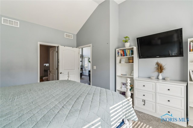 1209 Apache Dr, Wauseon, OH 43567 - carpeted bedroom featuring high vaulted ceiling
