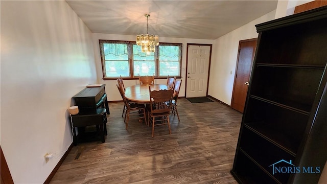 2384 State Route 109, Delta, OH 43515 - dining space with a chandelier, dark wood finished floors, and lofted ceiling