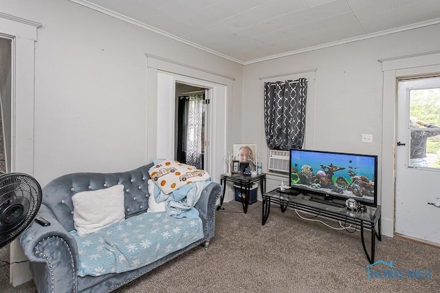 2721 Fremont St, Toledo, OH 43605 - living room with carpet floors and ornamental molding