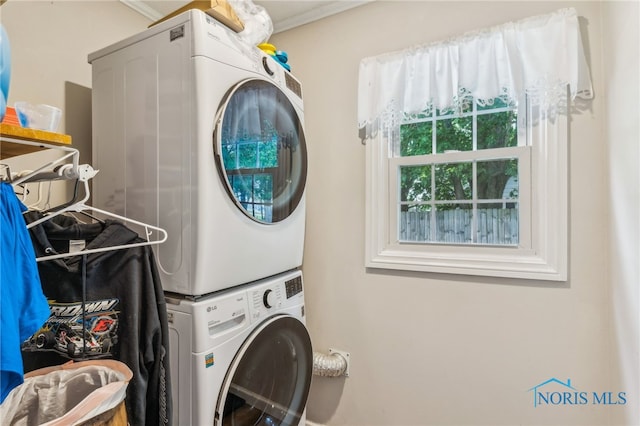8399 W State Route 12, Fostoria, OH 44830 - laundry area with estacked washer and dryer and ornamental molding