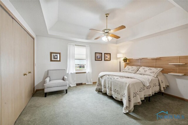 2543 Broadway St Unit 2543, Toledo, OH 43609 - bedroom with a tray ceiling, carpet floors, a closet, and baseboards
