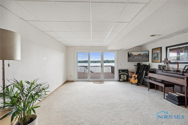 2543 Broadway St Unit 2543, Toledo, OH 43609 - sitting room featuring carpet, a drop ceiling, and baseboards