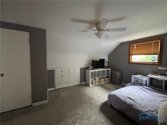 803 W Holland St, Archbold, OH 43502 - bedroom featuring vaulted ceiling, carpet, and ceiling fan