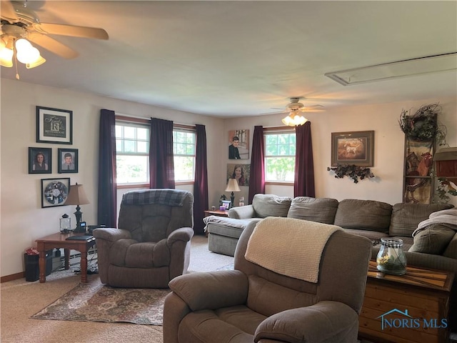 2546 State Route 66, Cloverdale, OH 45827 - carpeted living area featuring attic access and a ceiling fan