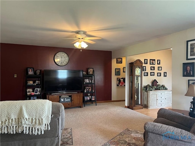 2546 State Route 66, Cloverdale, OH 45827 - living room with a ceiling fan and light colored carpet