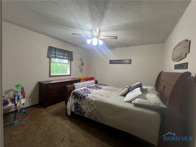 2546 State Route 66, Cloverdale, OH 45827 - carpeted bedroom with a textured ceiling and a ceiling fan
