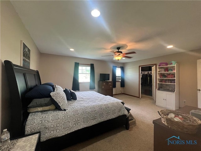 2546 State Route 66, Cloverdale, OH 45827 - bedroom with light colored carpet, recessed lighting, a ceiling fan, and a closet