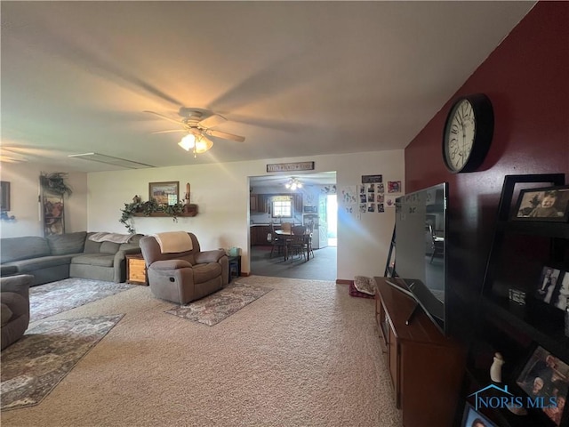 2546 State Route 66, Cloverdale, OH 45827 - carpeted living area featuring a ceiling fan