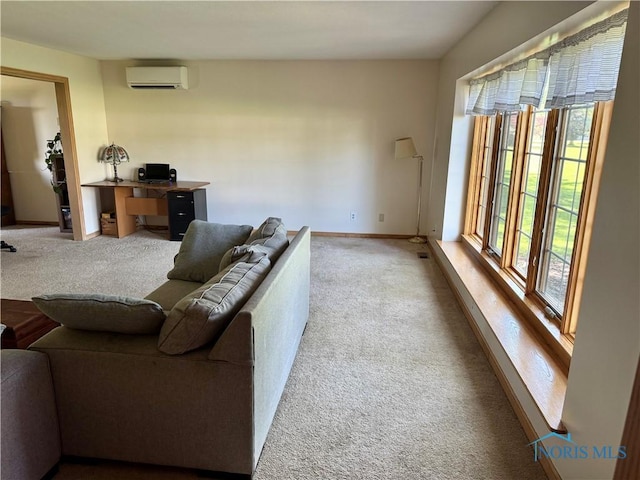 534 S Butternut St, Deshler, OH 43516 - carpeted living area with a wall mounted AC and a desk