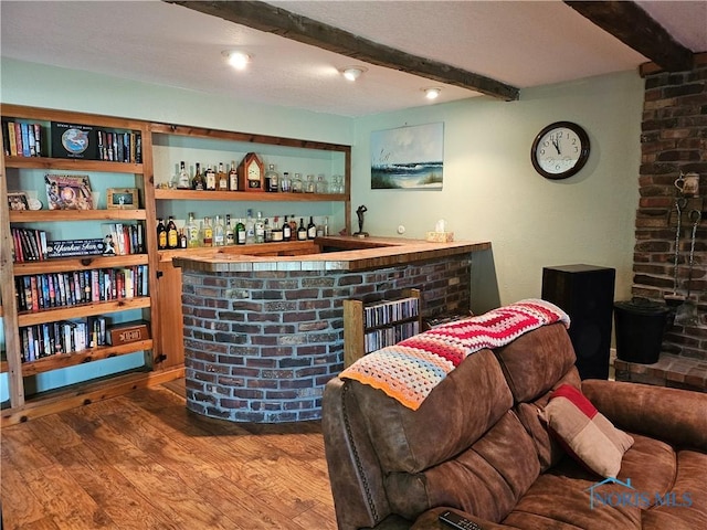 110 Harbor Point Rd, Rossford, OH 43460 - indoor wet bar with beam ceiling and wood finished floors