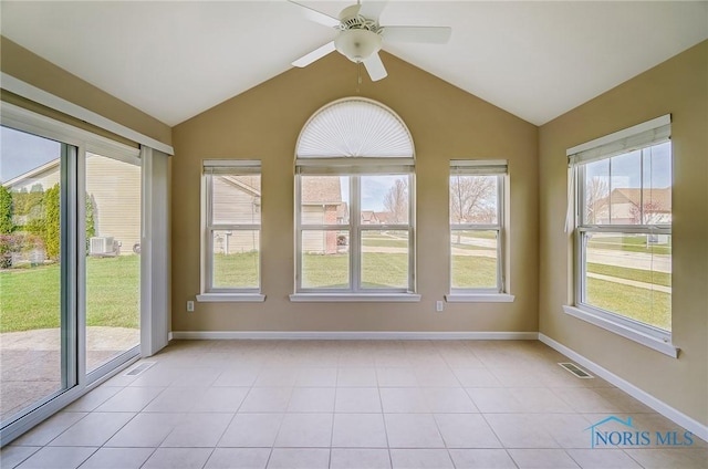 8971 N Park Lake Cir, Sylvania, OH 43560 - unfurnished sunroom featuring vaulted ceiling and tile patterned floors