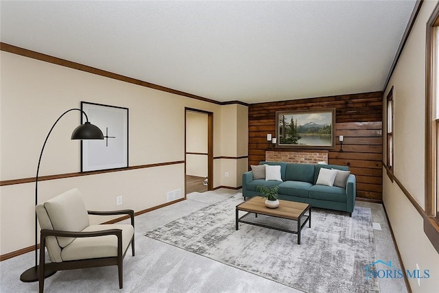 716 Maple St, Perrysburg, OH 43551 - living area featuring carpet floors and wood walls