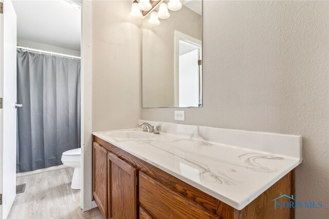 304 Wise St, Forest, OH 45843 - full bathroom featuring vanity, wood finished floors, and curtained shower