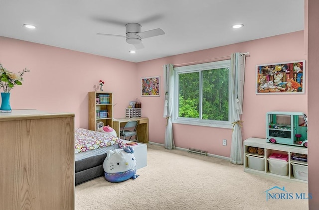 2709 Derby Rd, Ottawa Hills, OH 43615 - carpeted bedroom with recessed lighting and a ceiling fan