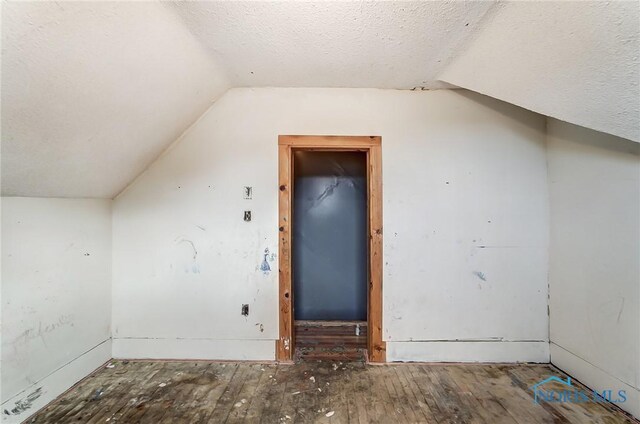 225 2nd St, Latty, OH 45855 - bonus room featuring lofted ceiling, wood-type flooring, and a textured ceiling
