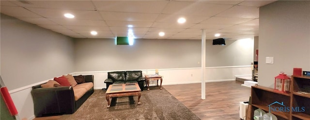 149 Carlee Ln, Findlay, OH 45840 - living area with wood finished floors, recessed lighting, and a paneled ceiling