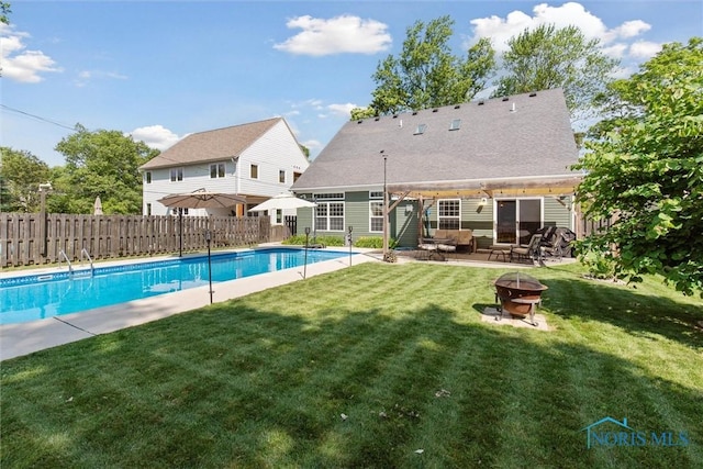 440 W 3rd St, Perrysburg, OH 43551 - view of swimming pool with a fire pit and a patio area