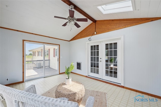 17715 Mitchell Rd, Bowling Green, OH 43402 - sunroom with french doors, a skylight, and heating unit