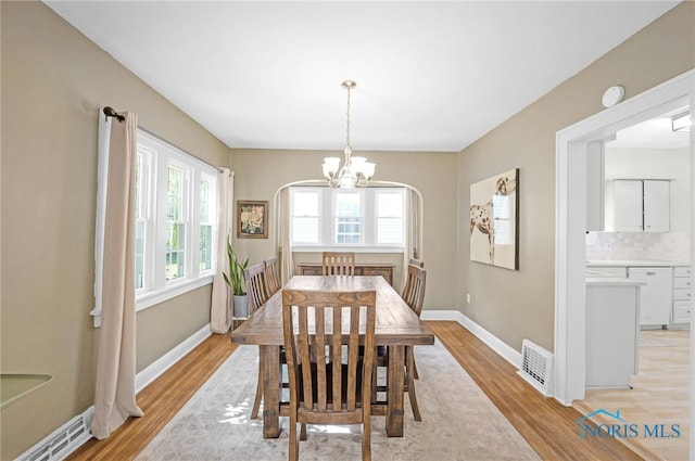 3743 Woodmont Rd, Toledo, OH 43613 - dining area featuring a chandelier and light wood-type flooring