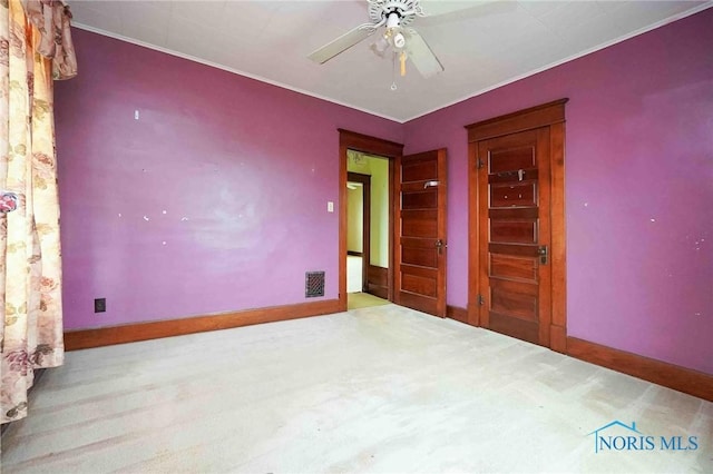 12044 W Duff Washa Rd, Oak Harbor, OH 43449 - carpeted empty room featuring ceiling fan and crown molding