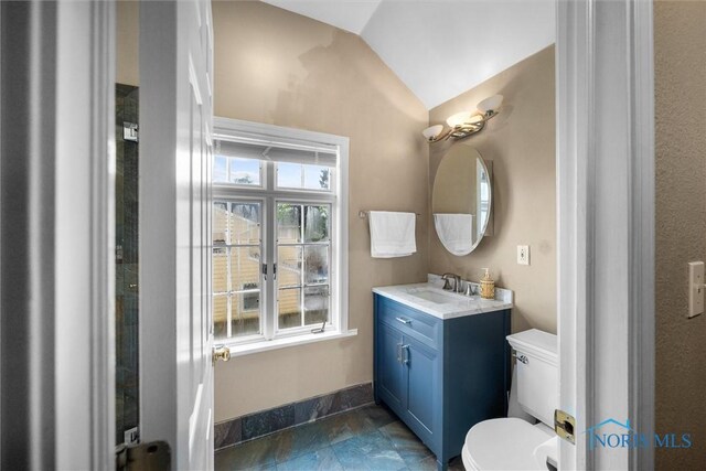 3740 Mapleway Dr, Toledo, OH 43614 - bathroom with vanity and lofted ceiling