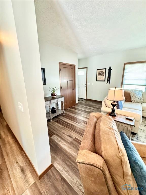 1462 Lee Ann Ave, Defiance, OH 43512 - living area featuring a textured ceiling and wood finished floors