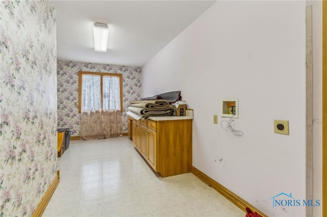 1411 Sawmill Bnd, Findlay, OH 45840 - laundry room featuring wallpapered walls, hookup for a washing machine, electric dryer hookup, and light flooring
