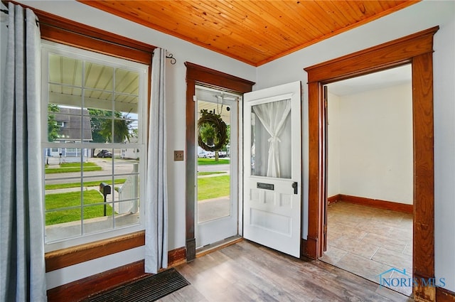 638 W Elm St, Wauseon, OH 43567 - entrance foyer featuring wood finished floors and wood ceiling