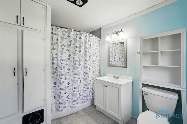 638 W Elm St, Wauseon, OH 43567 - bathroom with vanity and a shower with shower curtain