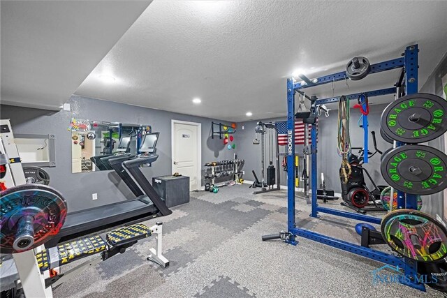 7910 Quail Creek Rd, Maumee, OH 43537 - gym featuring a textured ceiling and recessed lighting