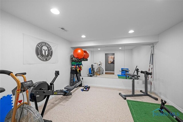 7910 Quail Creek Rd, Maumee, OH 43537 - exercise room with carpet and recessed lighting