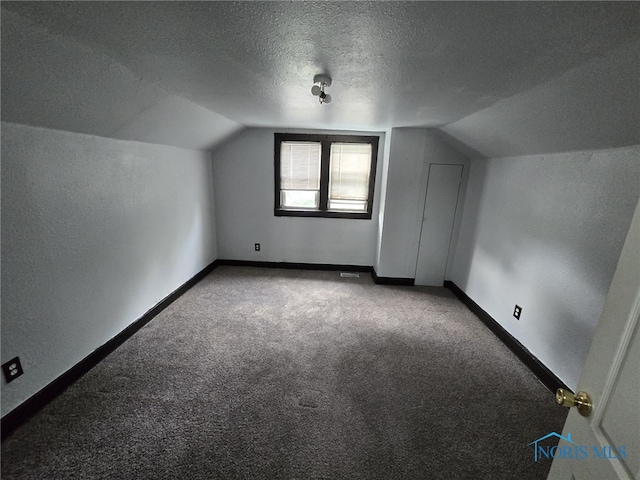 1133 Sherman St, Toledo, OH 43608 - additional living space with lofted ceiling, carpet floors, and a textured ceiling