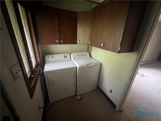 1035 Cherry St, Perrysburg, OH 43551 - washroom with washing machine and dryer, light carpet, and cabinet space