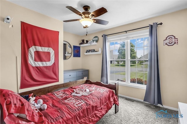 740 Tarra Oaks Dr, Findlay, OH 45840 - carpeted bedroom featuring baseboards and ceiling fan