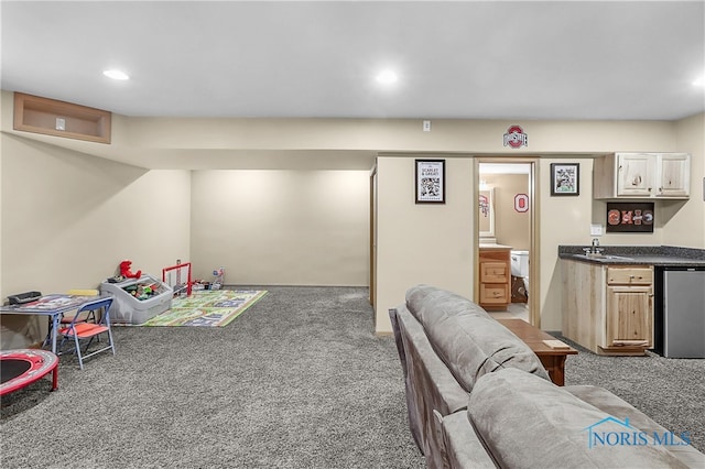740 Tarra Oaks Dr, Findlay, OH 45840 - game room featuring carpet and recessed lighting