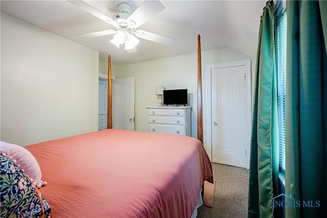 3714 Kershaw Ave, Toledo, OH 43613 - bedroom featuring carpet floors, a ceiling fan, and lofted ceiling