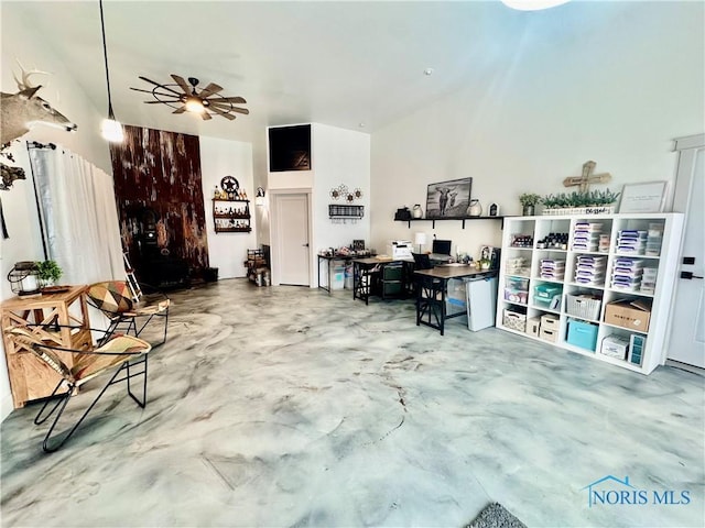 3391 Rd 144, Antwerp, OH 45813 - office area featuring concrete floors and ceiling fan