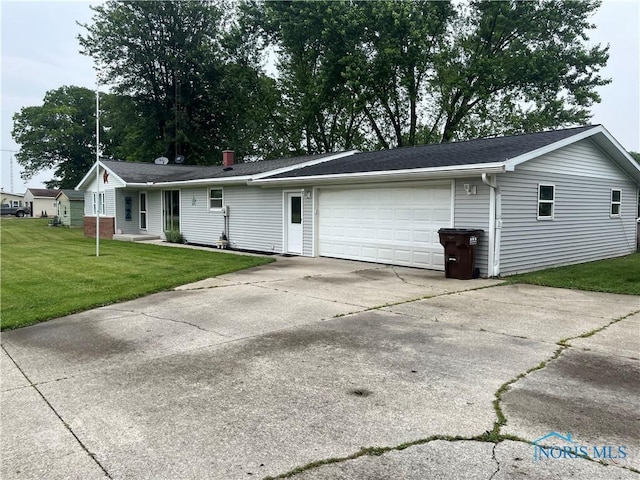 6432 State Route 576, Bryan, OH 43506 - single story home with an attached garage, driveway, a front lawn, and a shingled roof