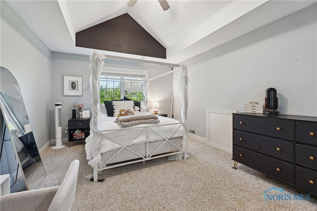 4811 Yosemite Pkwy, Sylvania, OH 43560 - bedroom featuring carpet flooring, lofted ceiling, and a ceiling fan