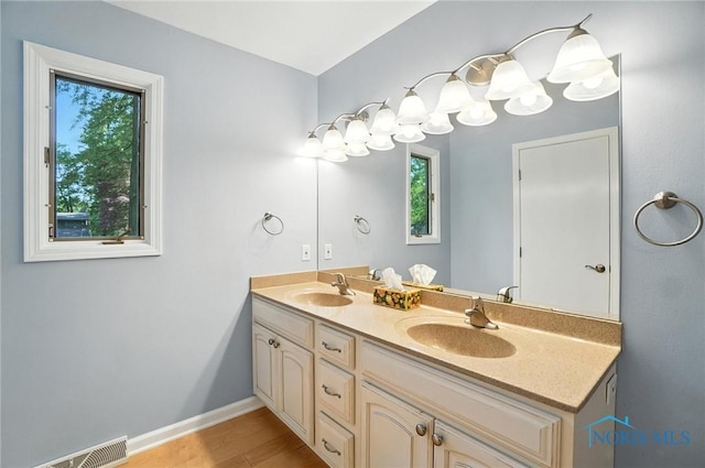 4329 Woodbriar Dr, Toledo, OH 43623 - full bathroom with double vanity and wood finished floors