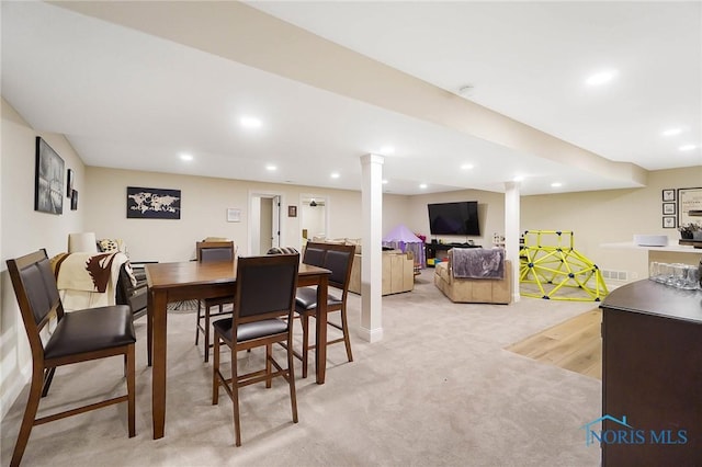 1635 Winterwood Ct, Bowling Green, OH 43402 - dining space featuring light carpet and recessed lighting
