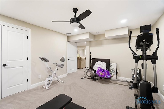 1635 Winterwood Ct, Bowling Green, OH 43402 - workout area with carpet and ceiling fan