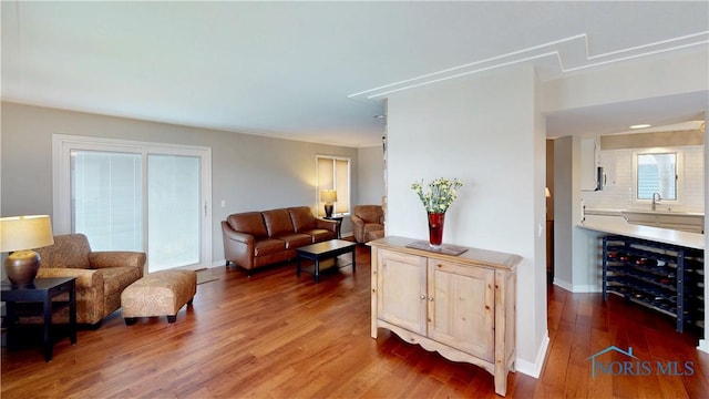 2109 Ottawa River Rd Unit 3C, Toledo, OH 43611 - living room with beverage cooler, wood finished floors, and attic access