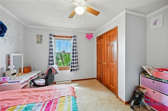 12505 Bloomlock Rd, Delphos, OH 45833 - carpeted bedroom featuring ornamental molding and ceiling fan