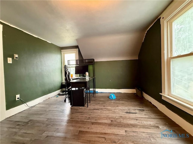 613 Maplewood Ave, Delta, OH 43515 - office area with vaulted ceiling and wood finished floors