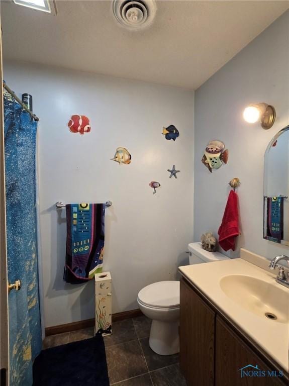 17738 County Rd E, Bryan, OH 43506 - bathroom with vanity, tile patterned flooring, and curtained shower