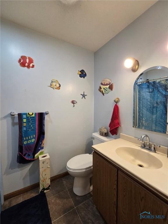 17738 County Rd E, Bryan, OH 43506 - full bathroom with vanity, tile patterned flooring, and curtained shower